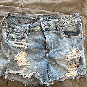 American Eagle Outfitters Blue Distressed Jean Shorts